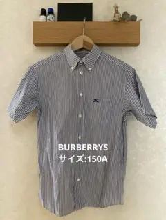 BURBERRYS 半袖ボタンダウンシャツ ストライプ 150A