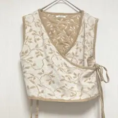 【ワントゥーミー】onetome 花柄ニットベスト キャメル毛混 レディース春秋