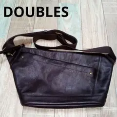 美品　DOUBLES　ショルダーバッグ　ブラウン　天然皮革　ダブルス　本革　シボのサムネイル