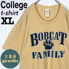 【人気】ギルダン☆tシャツ カレッジロゴ　ボブキャット　アーチロゴ