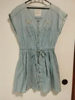 ehkä sopo ライトブルーデニム風 半袖ワンピース