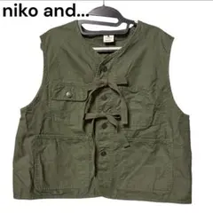 niko and… ニコアンド カーキ ベスト フリー ボタン リボン
