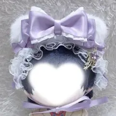 ヘッドドレス くま ぬい服 ぬい用 白 紫 パープル 10~12cm ちびぐるみのサムネイル