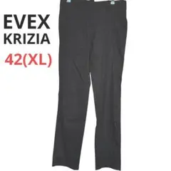 EVEX by KRIZIA 麻混 ストレッチパンツ 42 黒 薄手 夏