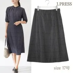 J.PRESS／17号 定価2.4万円 ドットプリント フレアスカート ネイビー