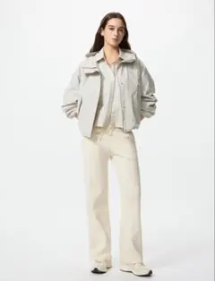 【試着のみ】ウォッシャブルニットリブパンツ　丈長め　UNIQLO