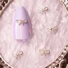 ネイルパーツ デコパーツ ハート シルバー リボン メタル # ハンドメイド