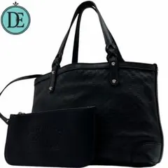 GUCCI グッチ トートバッグ GGシマ マイクロGG レザー ブラック