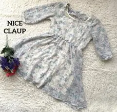NICE CLAUP ナイスクラップ【花柄】【シフォン】【透け感】長袖ワンピース