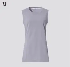 新品 UNIQLO＋J ストレッチスーピマコットンT(ノースリーブ) S グレー