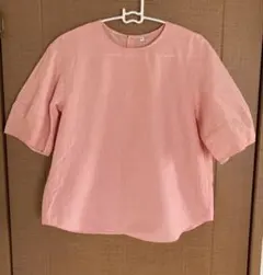 無印良品　涼感 ブロード 半袖ブラウス　オレンジストライプ　S