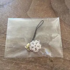 透明ビーズ花形携帯ストラップ