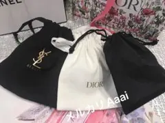 YSL巾着とシャネル 巾着とディオール 巾着ポーチ3枚セット