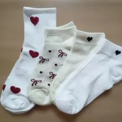 ハートとリボンソックス4足セット