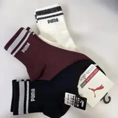 新品未使用★PUMA ソックス アンクル　ラメ　3足組 23-25cm 黒白赤系のサムネイル