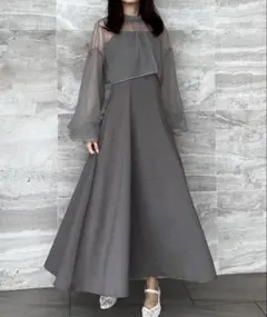 JUNOAH ジュノア キャミソールワンピース キャミワンピ グレー