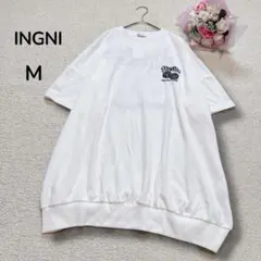 【イングINGNI】新品　ダイスロゴ刺繍　半袖スウェットチュニック　背中ロゴ　Mのサムネイル