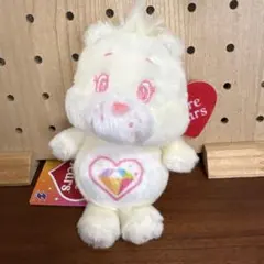 ホワイト　ケアベア ハートチャーム付きマスコット 白