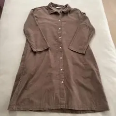 コーデュロイ　シャツワンピース　ブラウン