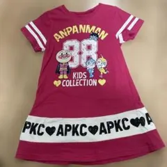 110cm アンパンマンキッズコレクション　半袖　チュニック　ワンピース　ピンク
