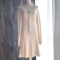 CARVEN 美品 萌え袖 ロングスリーブ ニットワンピース 生成り×グリーン