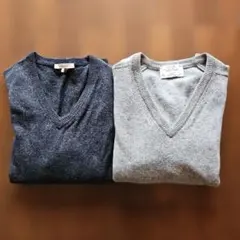 ラムウールVネックセーター 2色セット