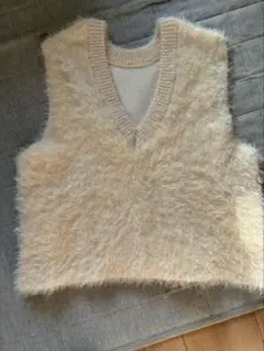 DISCOAT 前後2WAYフェザーヤーンショートベスト　アイボリー