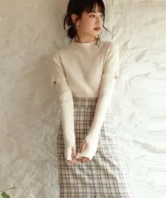 セゾン・ド・パピヨン　アームウォーマー付き　3way　リブニットプルオーバー