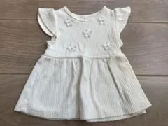 petit main 白いお花刺繍　半袖トップス　90