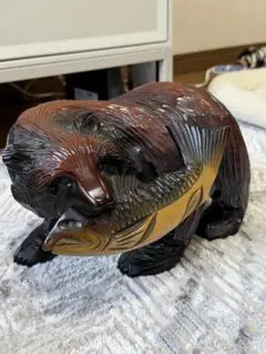 希少品 阿寒湖 民芸品 木彫り熊のオブジェ