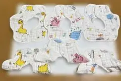 よだれかけ 8重ガーゼ ベビー ビブ スタイ 綿100% 通気性 吸湿速乾 6枚