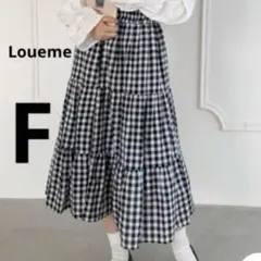 新品✨Loueme ギンガムチェック　ロングスカート　ティアード　ウエストゴムのサムネイル