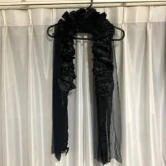 q*i様 【美品】CARLA CARINI フリル付き黒シフォンストール