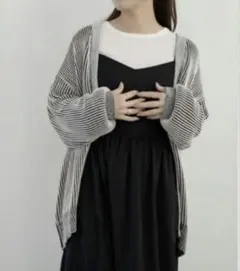 新品 ☆ tal.by yumi. ストライプ カーディガン 中黒 L