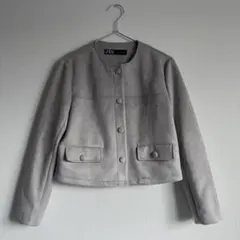 グレー ノーカラージャケット