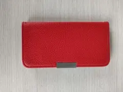 手帳型 iPhone 13 pro 用 ケース 赤 ポケット付き カバー