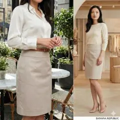 BANANA REPUBLIC【0】タイトスカート ベージュ 膝上 S 新品