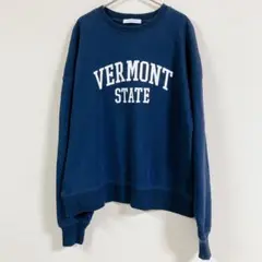 一点物✨カレッジロゴ スウェット 紺 ネイビー ゆるだぼ 古着 裏パイル