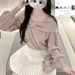 前後2way リボンニットトップス ru1045