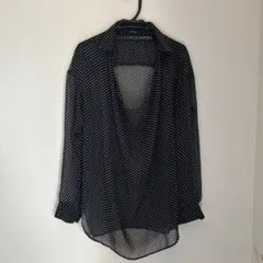 COMME CA ISM ドット柄 シアーシャツ 長袖 Mのサムネイル
