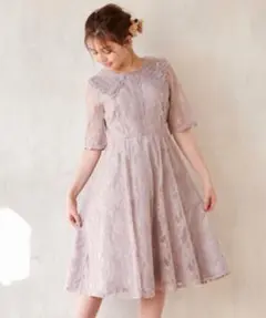 MAJESTIC LEGON 襟付レースワンピース 結婚式 パーティドレス