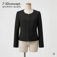 7-ID concept ノーカラージャケット 38 ウール混 日本製 グリーンのサムネイル