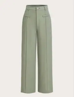 ミントグリーン ハイウエストレートレッグパンツ