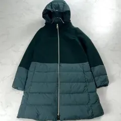 【 希少✨】ヘルノダウンコート 切替 異素材 大きい グリーン 2way フード