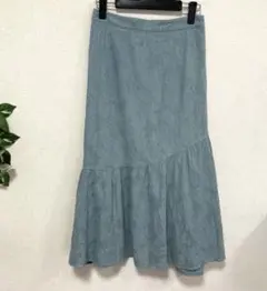 2PINK フレアスカート レース風 花柄 ウエストゴム くすみブルー M