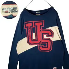 グッドデザイン古着！TOMMYトミーヒルフィガーでかロゴロンTゆったり