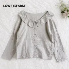 LOWRYSFARM✨️リネンブラウス グレージュ フリルカラー 長袖 ナチュラルのサムネイル
