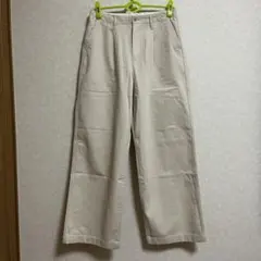 無印良品 婦人 ムラ糸 チノタックワイドパンツ 股下長め L