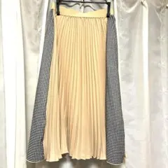 新品ロディスポットベージュ プリーツスカート ゴムウエスト
