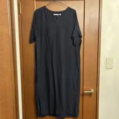 UNIQLO ネイビー 半袖 ロングワンピース